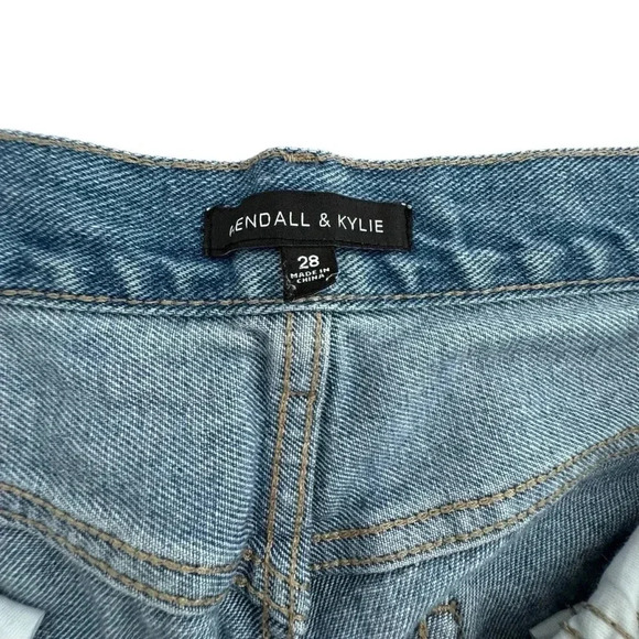 Kendall & Kylie Light Blue Distressed Boyfriend Jeans denim, 3 quarter length - Picture 4 of 9